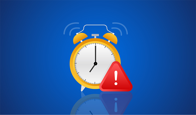 decorative image of an alarm clock and a warning sign - to represent that timely response and reporting of IT incidents is part of the criteria NIS2 covers